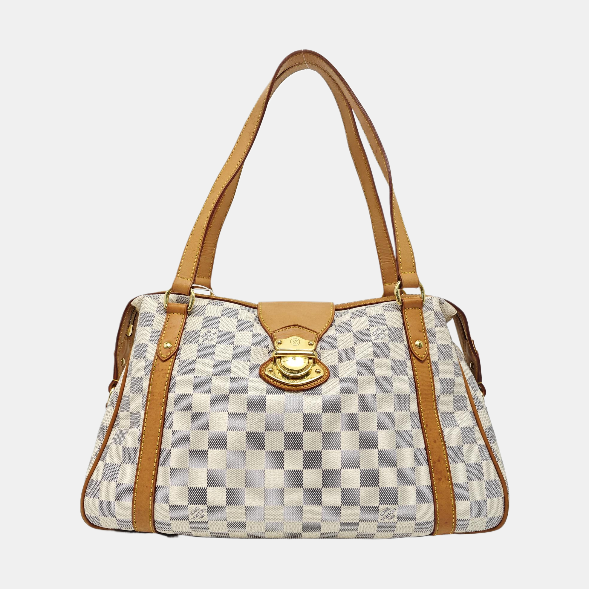 STRESA Damier Azur Coated Canvas White