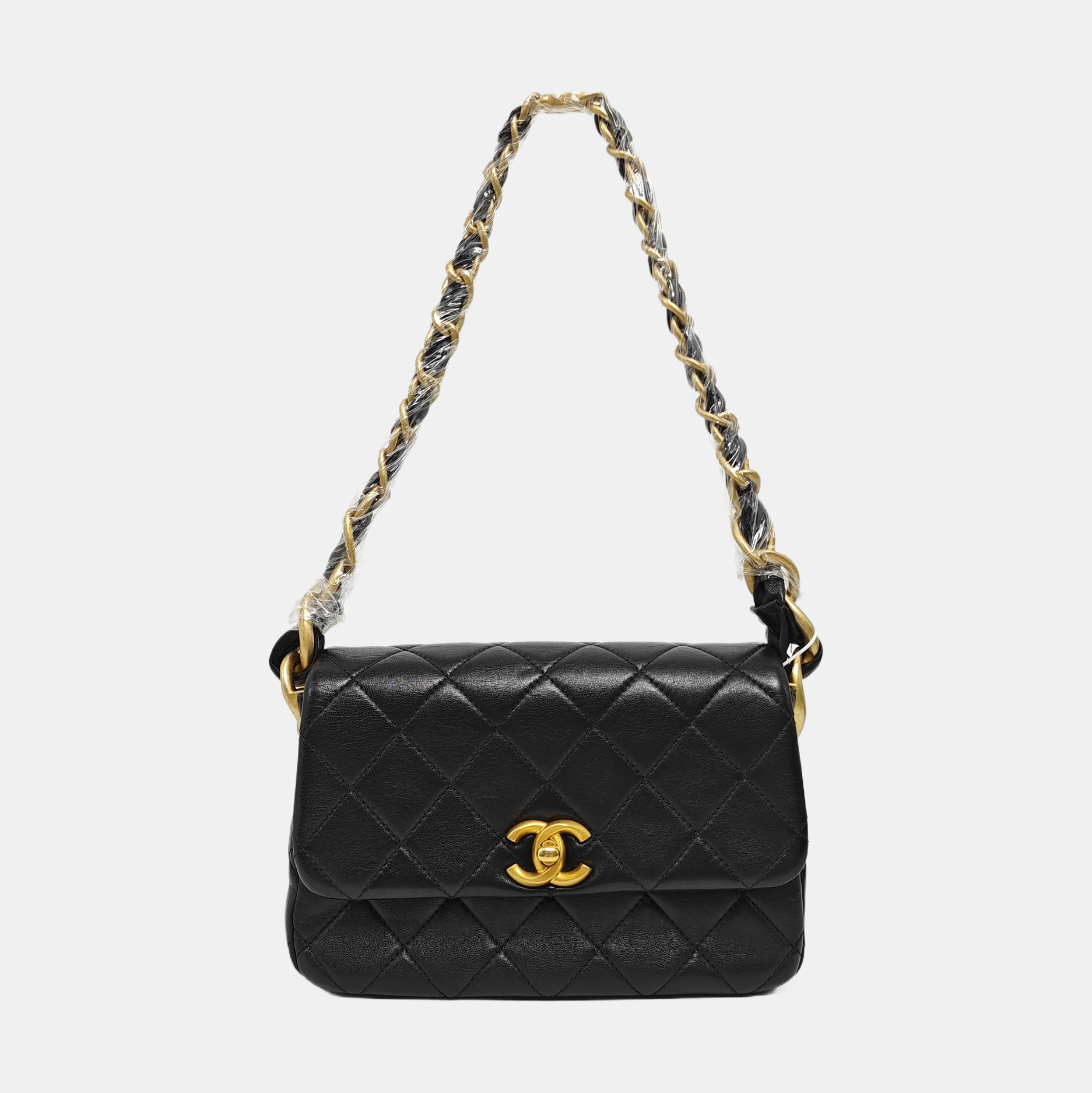 Quilted Lambskin Shoulder Bag Small Black