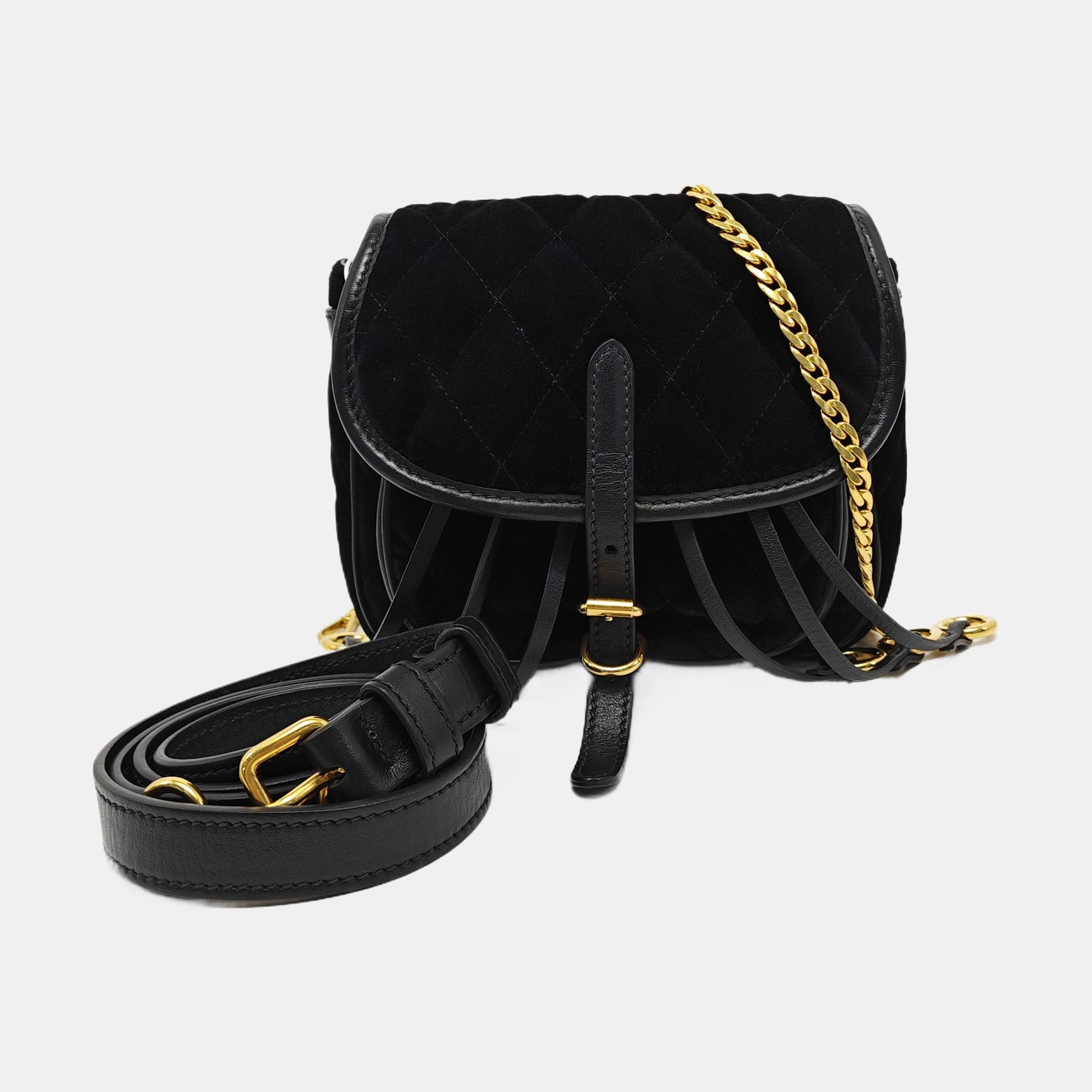 Belt Bag Quilted Velvet Black