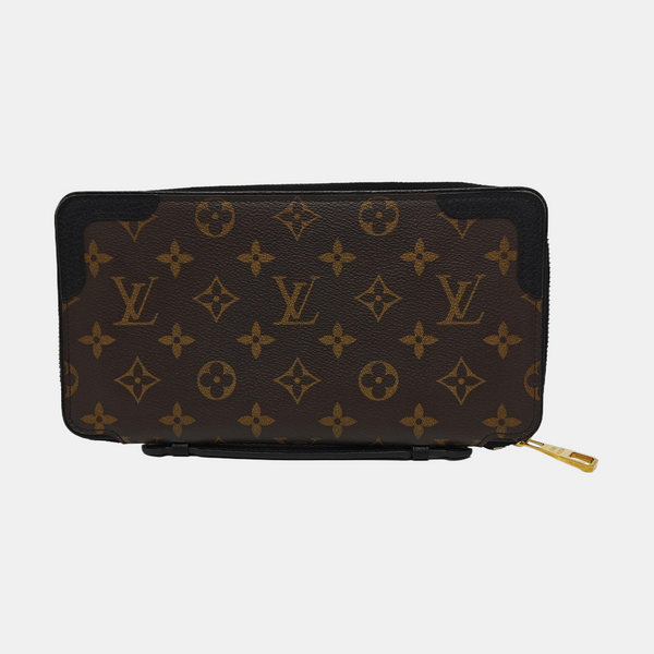 Monogram Coated Canvas Clutch Brown
