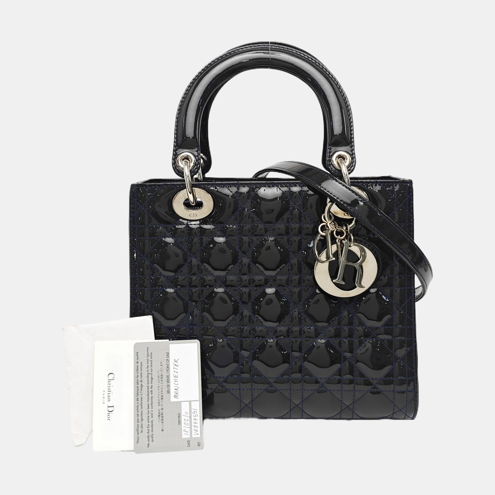Lady Dior Medium Quilted Patent Leather Blue