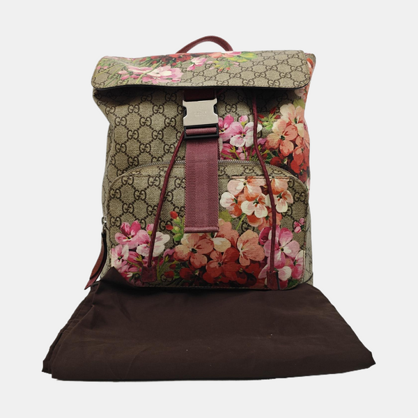 GG Blooms Monogram Coated Canvas Beige