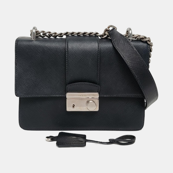 Saffiano Calfskin Crossbody Bag Black