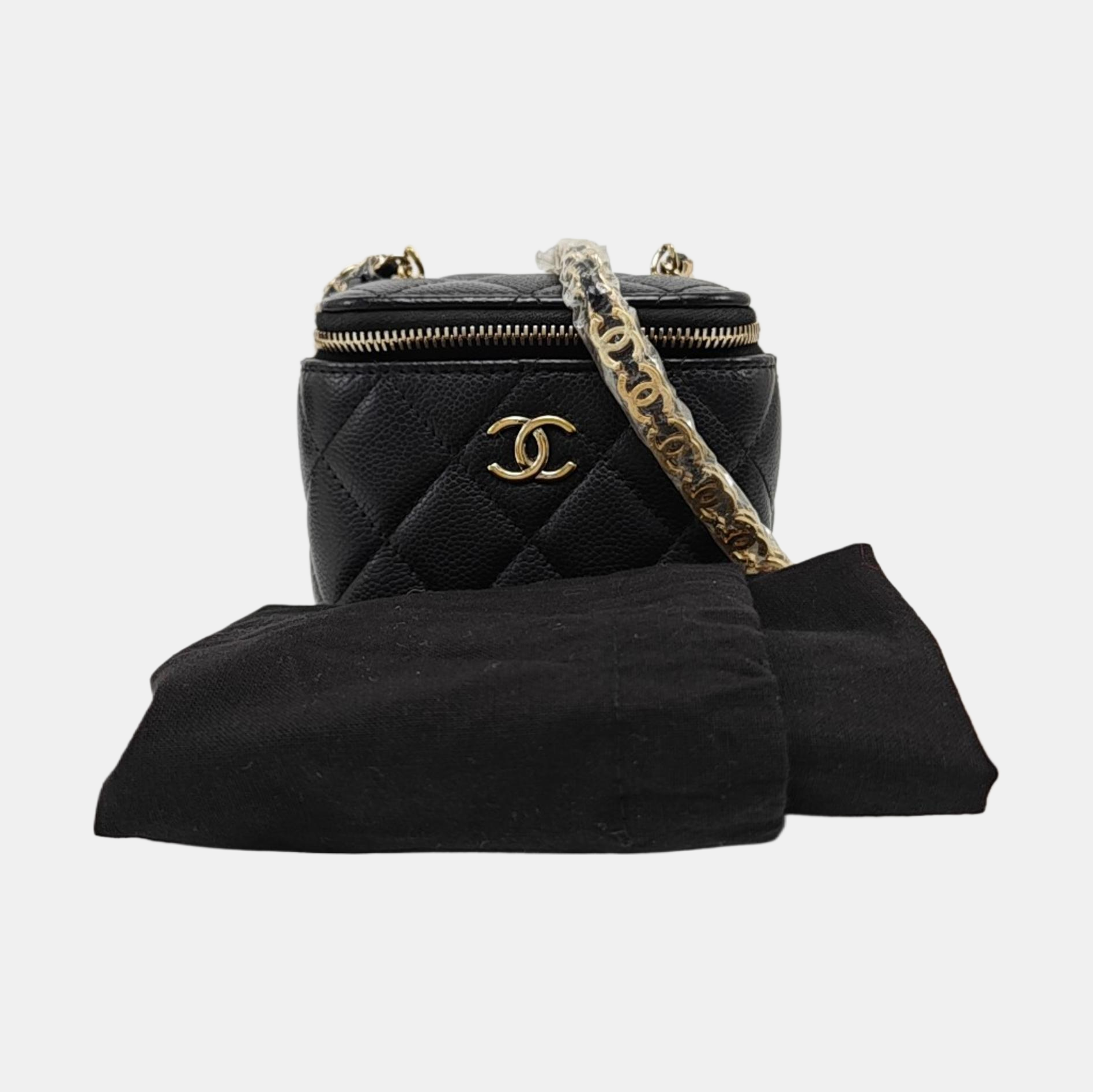 VANITY CASE Mini Quilted Grained Calfskin Black