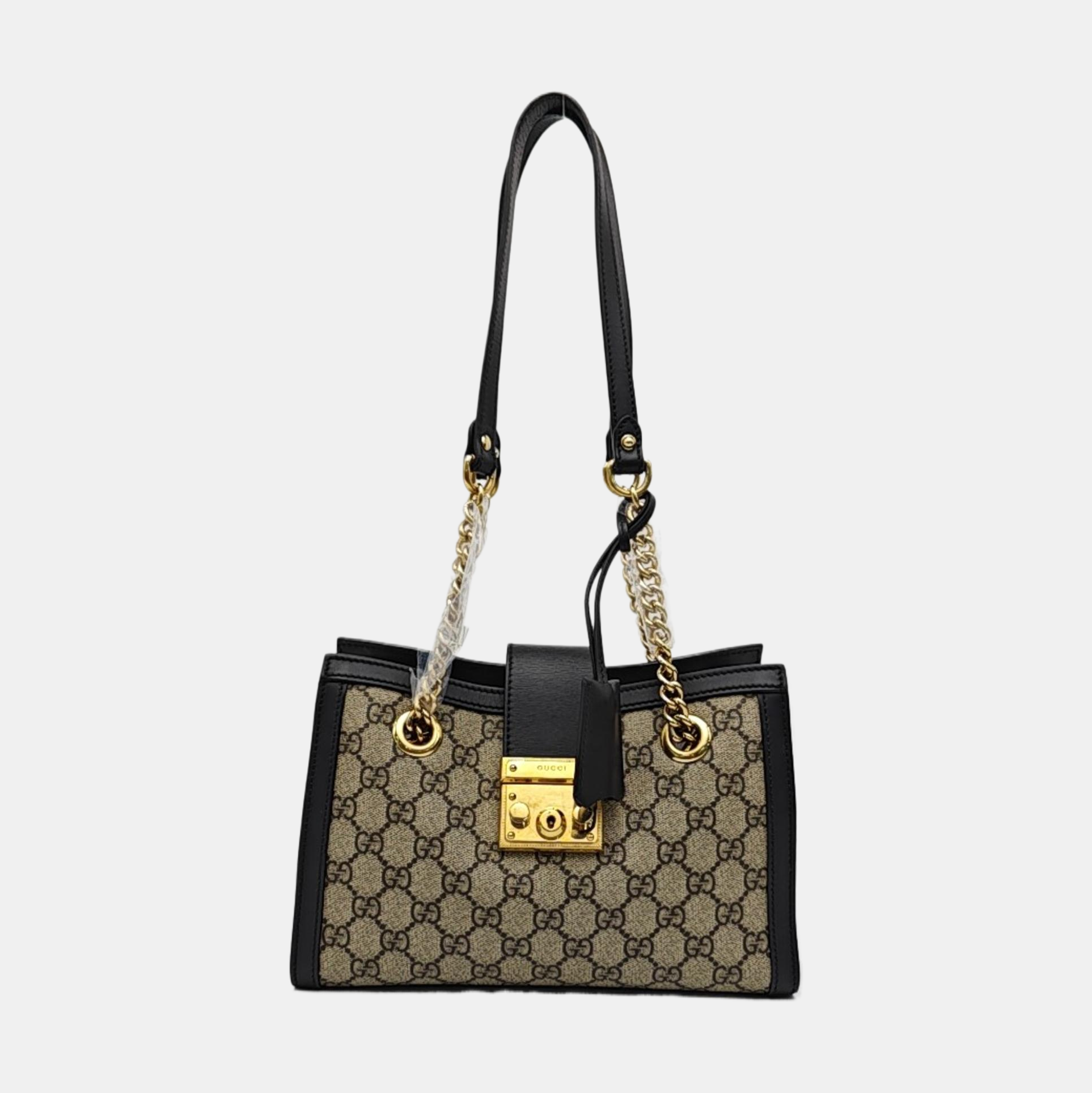Padlock Small Monogram Coated Canvas Beige