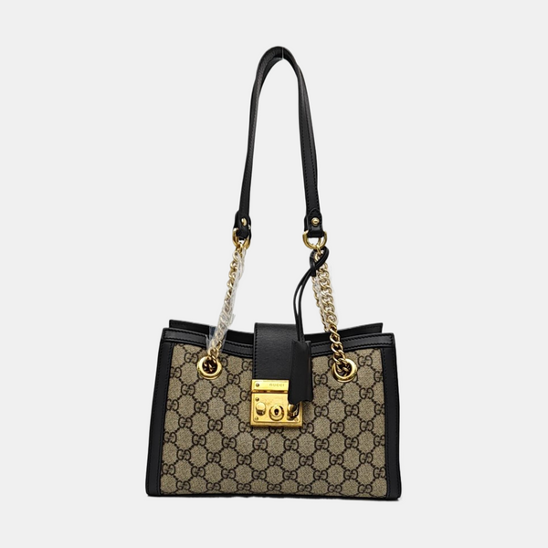 Padlock Small Monogram Coated Canvas Beige