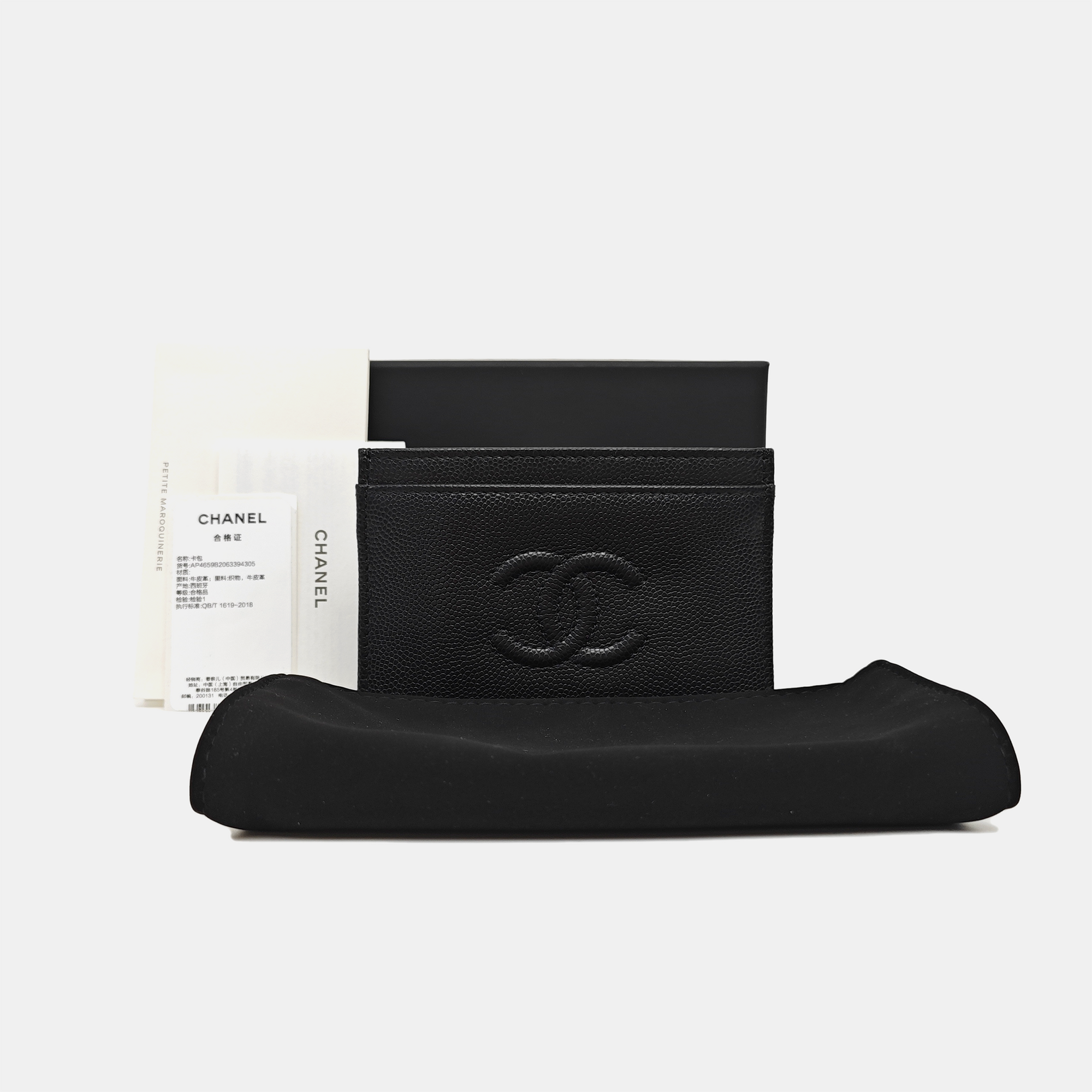 Grained Calfskin Card Holder Black