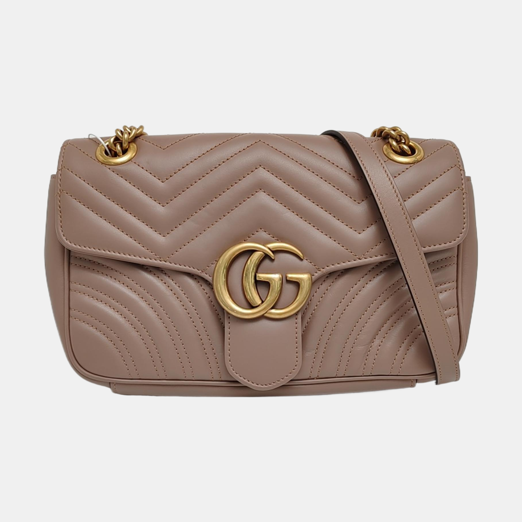 GG Marmont Medium Quilted Calfskin Gray