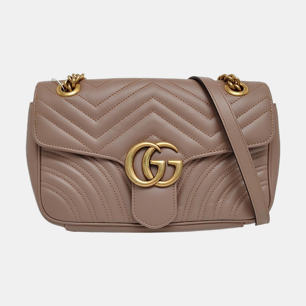 GG Marmont Medium Quilted Calfskin Gray