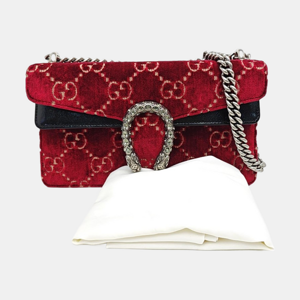 Dionysus Small Monogram Velvet Red