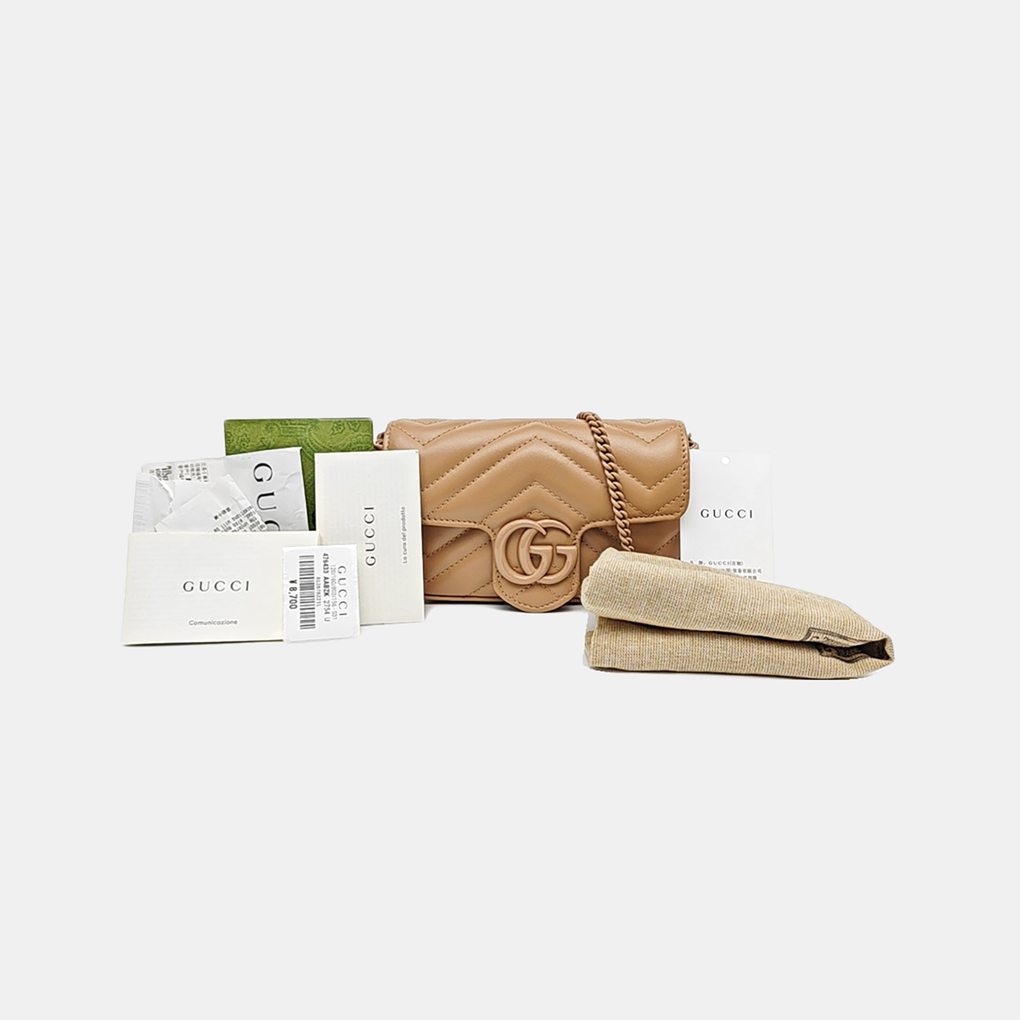 GG Marmont Mini Quilted Calfskin Beige