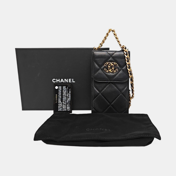 CHAIN INFINITY TOP HANDLE Quilted Lambskin Black