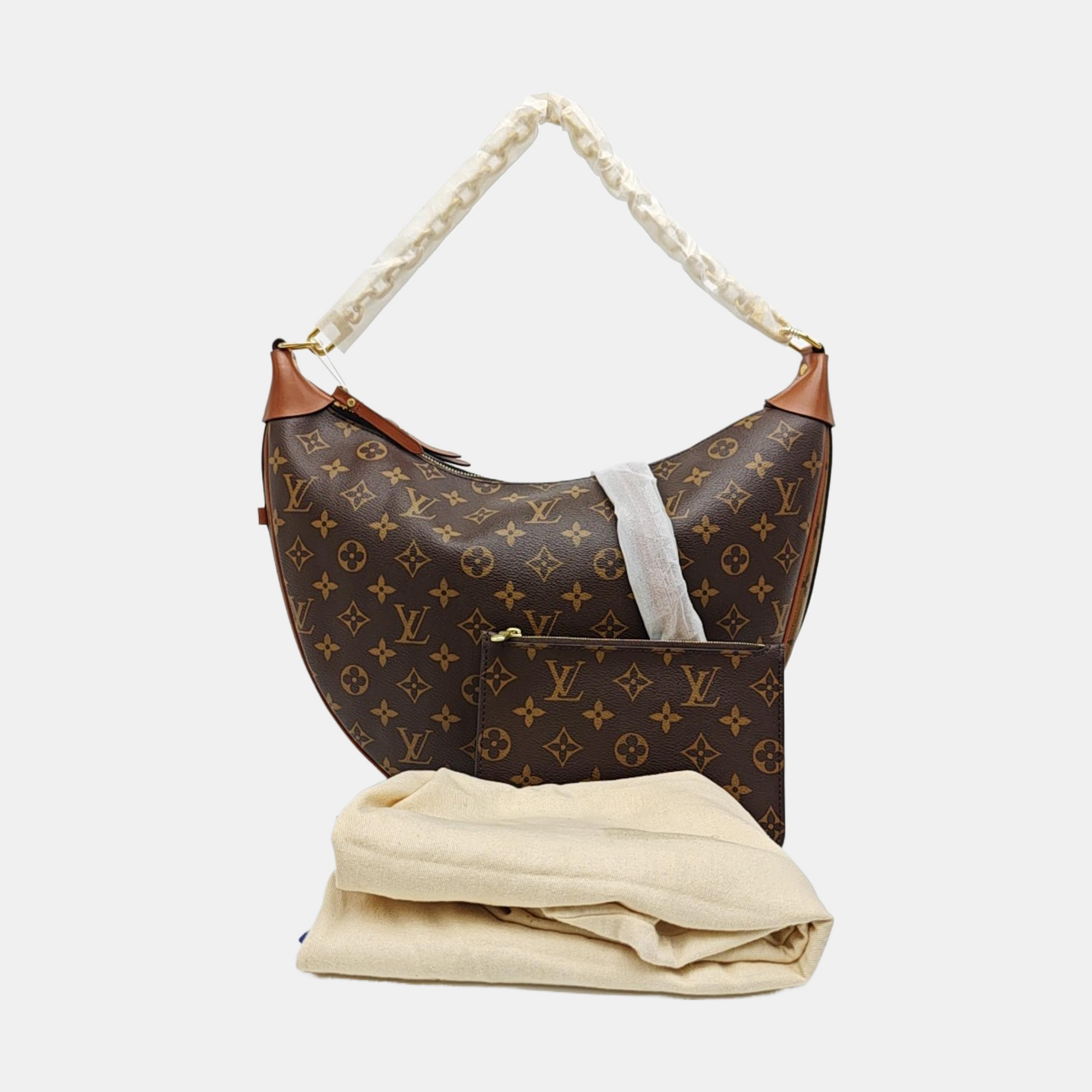 LOOP HOBO Monogram Coated Canvas Brown