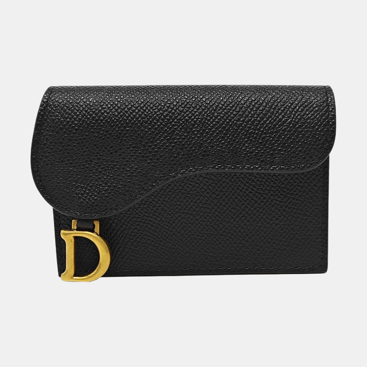 Saddle Mini Lambskin Black Card Holder