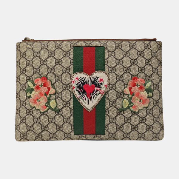 Monogram Coated Canvas Clutch Beige