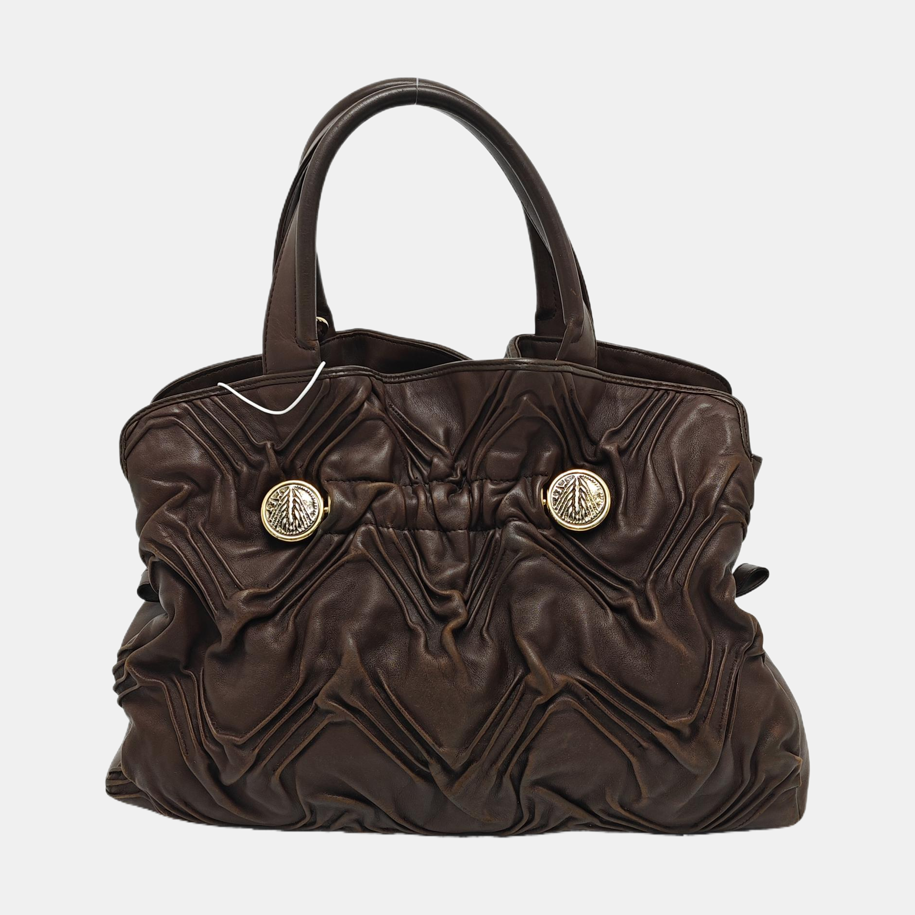 Leather Top Handle Bag Brown
