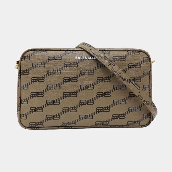 Coated Canvas Shoulder Bag Brown