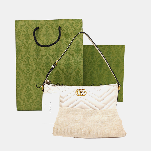 GG Marmont Small Quilted Calfskin White