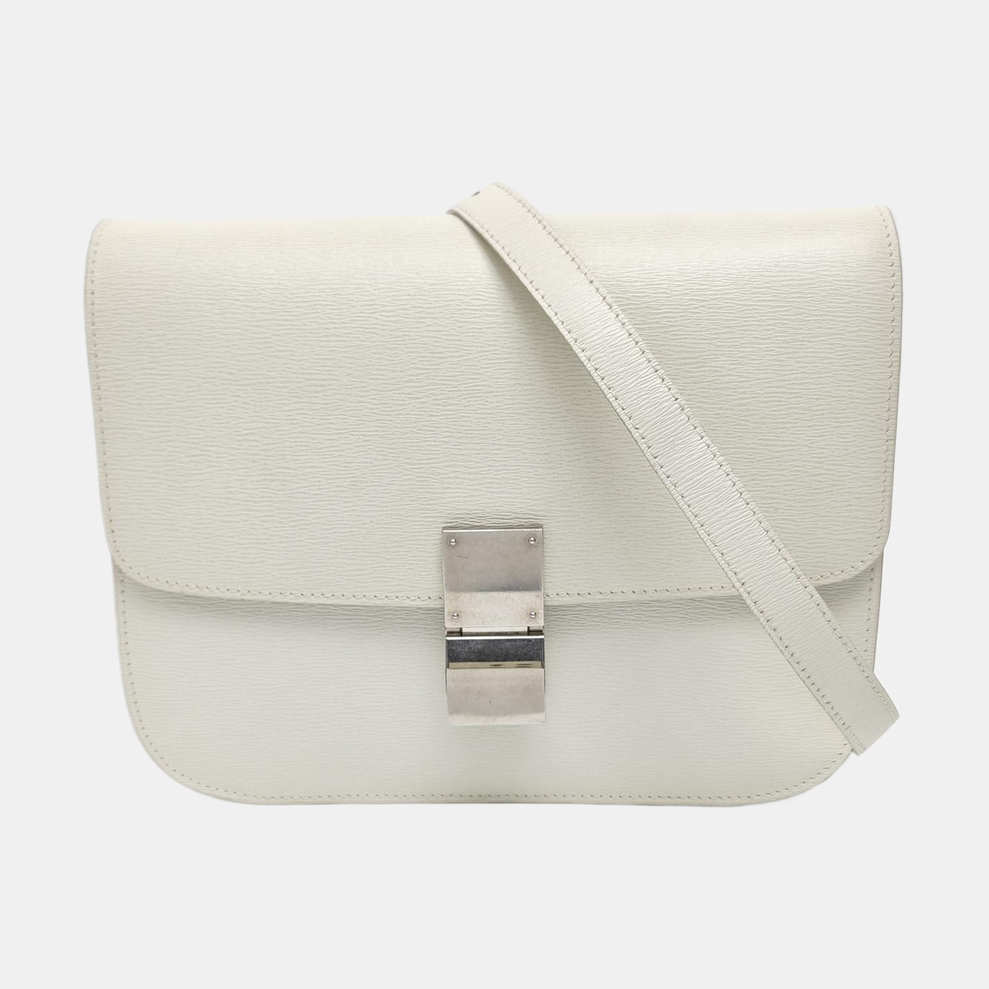 Authenticated pre-owned  CLASSIC BOX Medium Calfskin White - Crossbody Bag at Looply