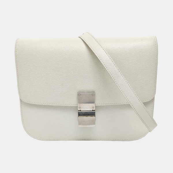 Authenticated pre-owned  CLASSIC BOX Medium Calfskin White - Crossbody Bag at Looply