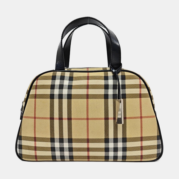 Coated Canvas Top Handle Bag Beige