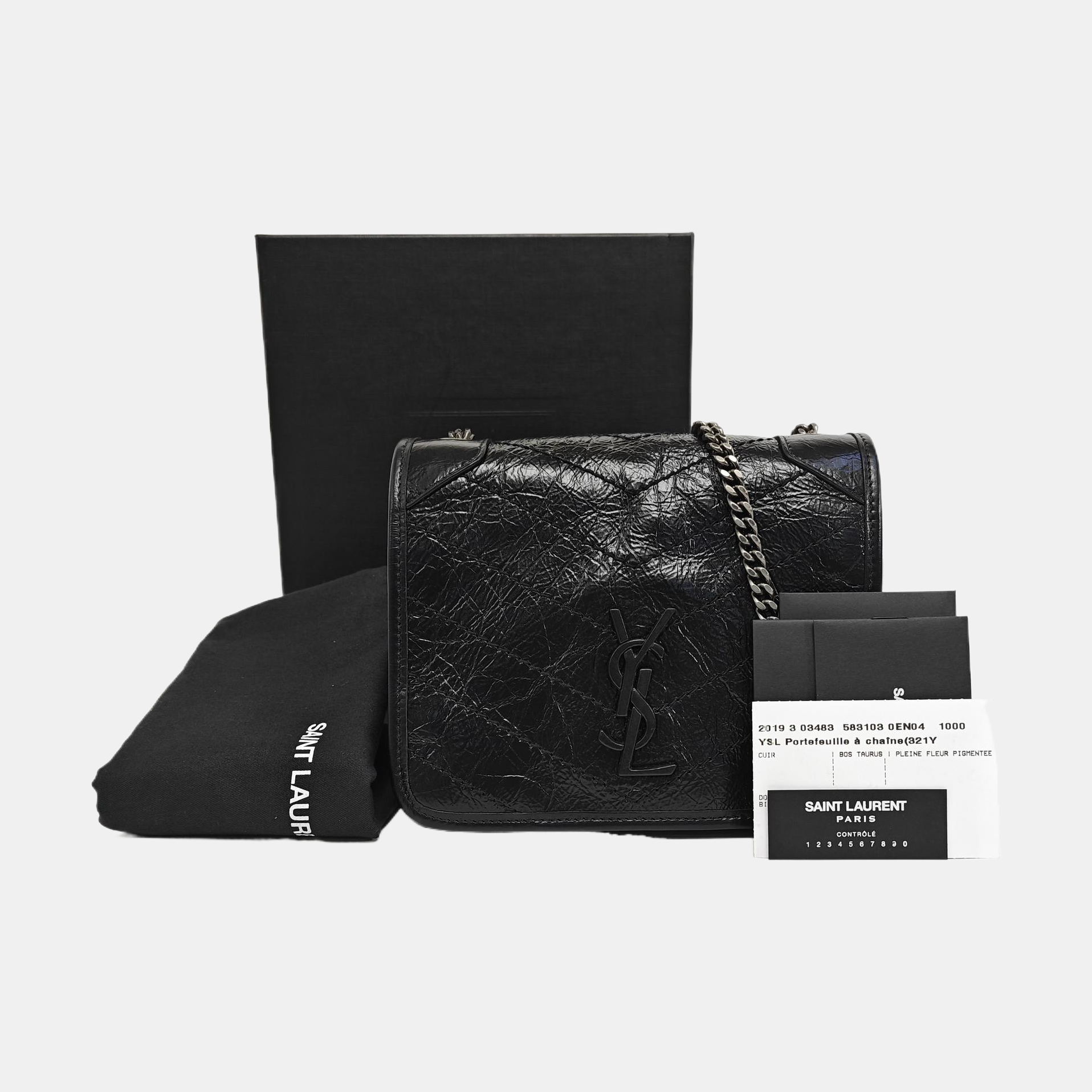 NIKI Mini Chevron Calfskin Black