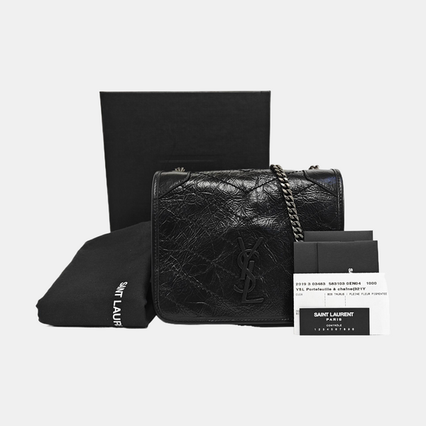 NIKI Mini Chevron Calfskin Black