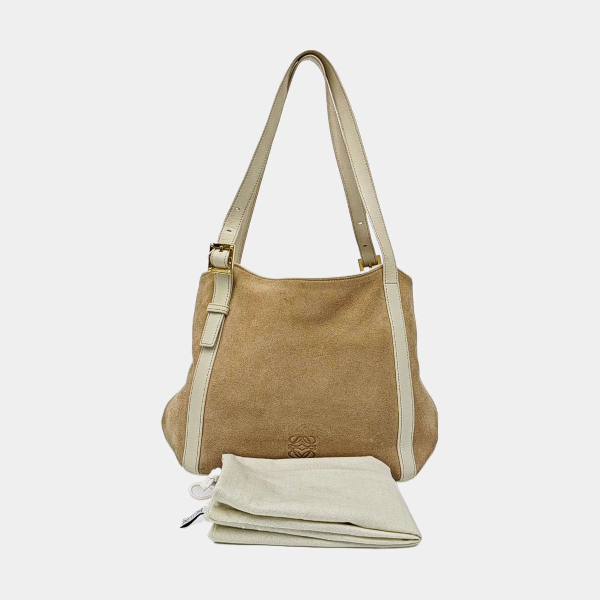 Suede Top Handle Bag Beige
