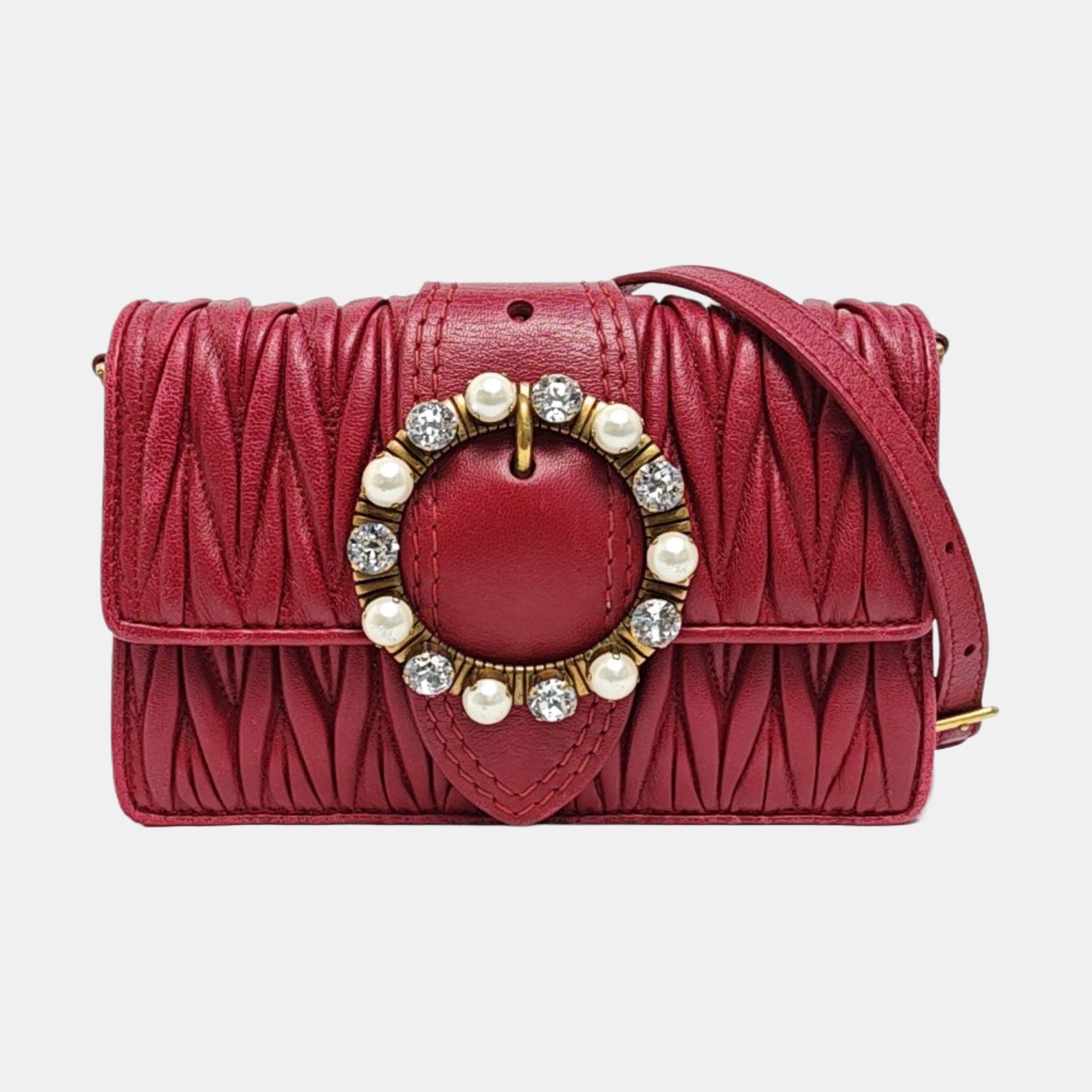 Quilted Lambskin Crossbody Bag Red