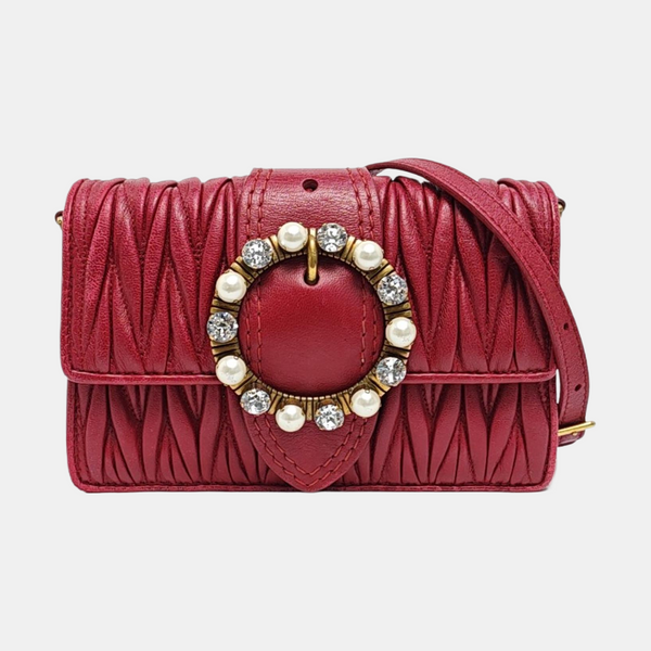 Quilted Lambskin Crossbody Bag Red