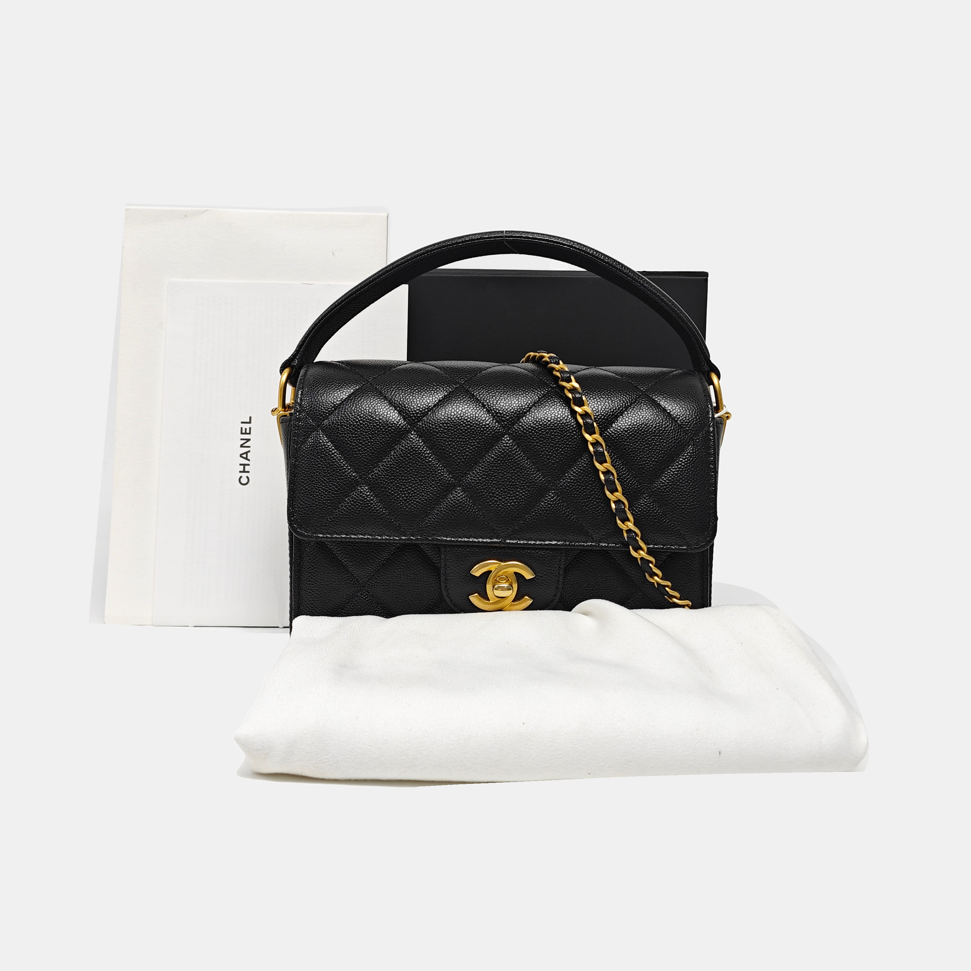24A Mini Quilted Calfskin Black