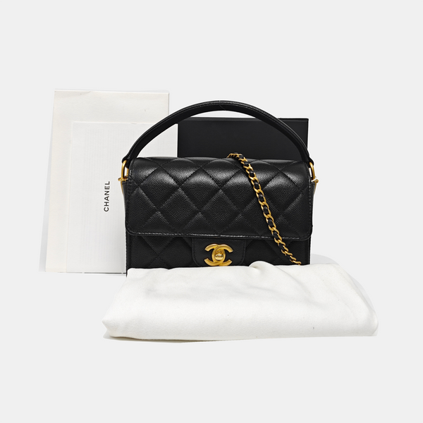 24A Mini Quilted Calfskin Black