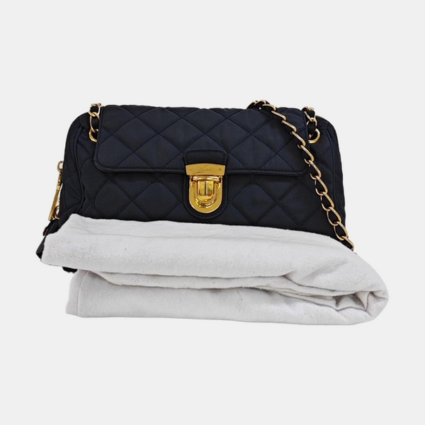 Quilted Nylon Shoulder Bag Blue