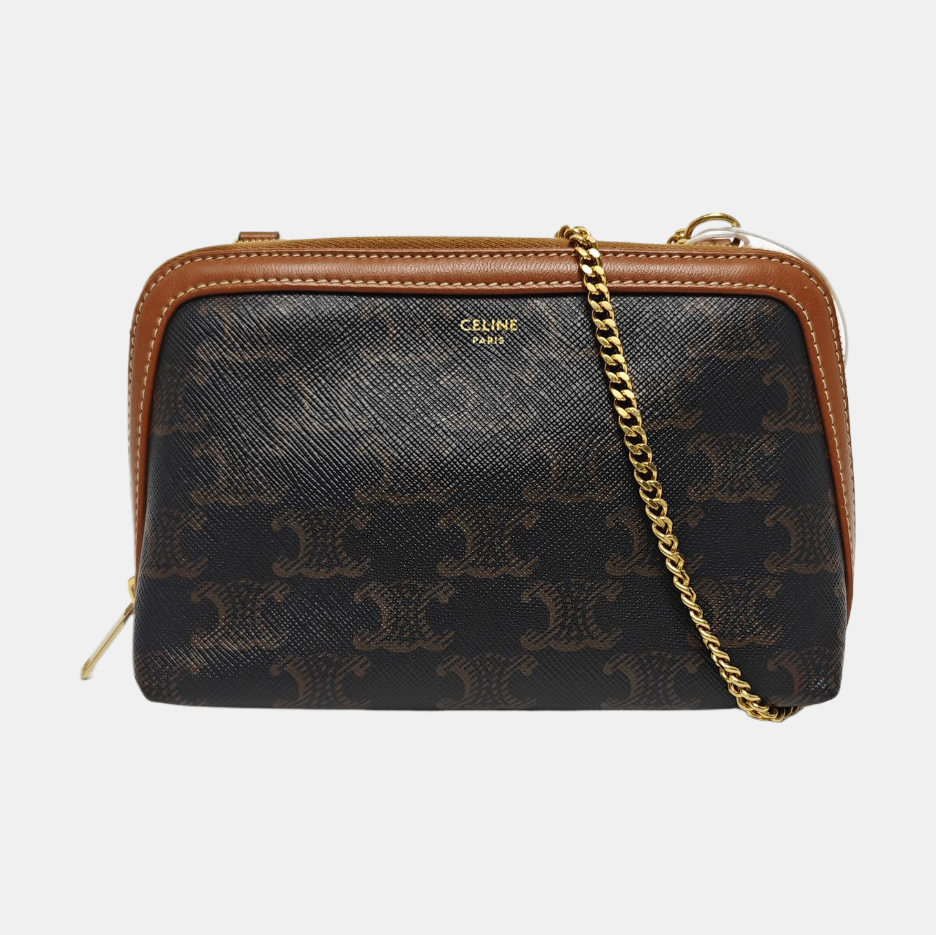 Authenticated pre-owned  TRIOMPHE CANVAS Mini Coated Canvas Brown - Shoulder Bag at Looply