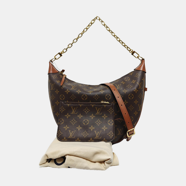 LOOP HOBO Monogram Coated Canvas Brown