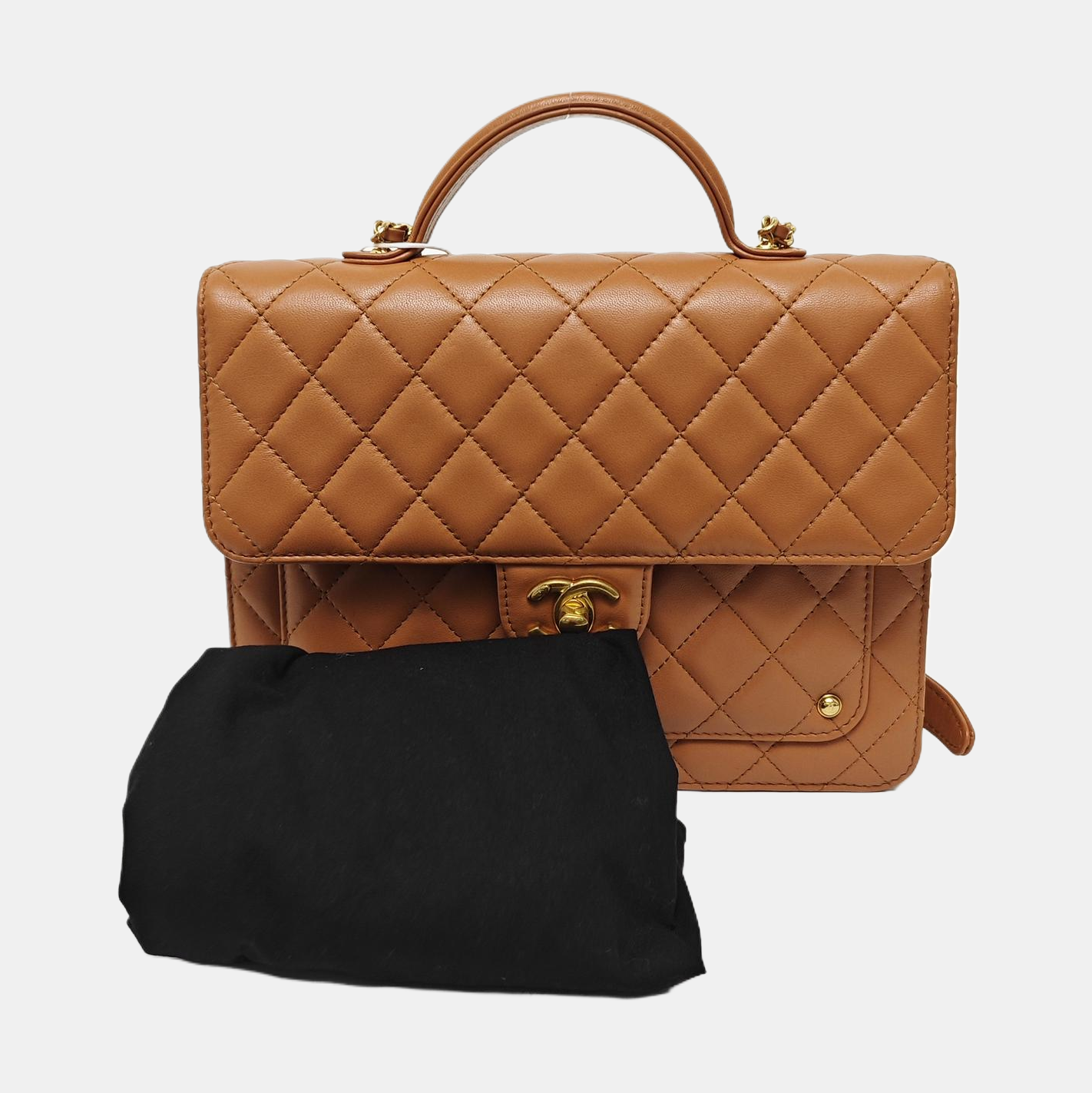 Quilted Lambskin Backpack Brown