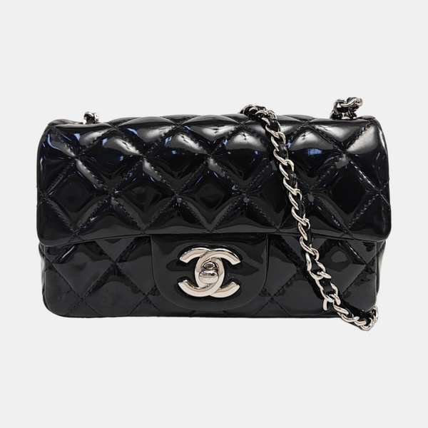 CLASSIC FLAP Super Mini Quilted Patent Leather Black