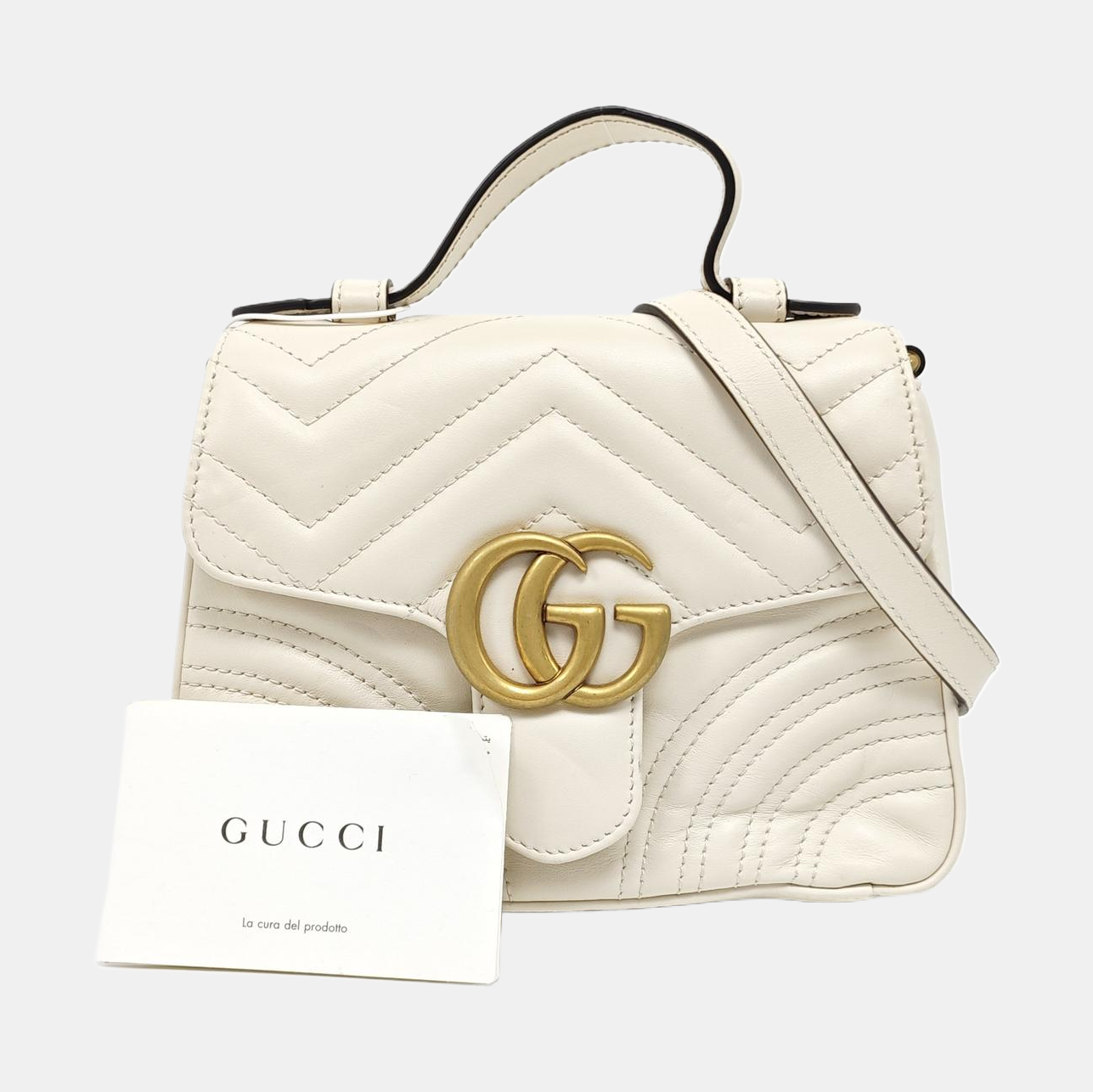 GG Marmont Mini Quilted Calfskin White