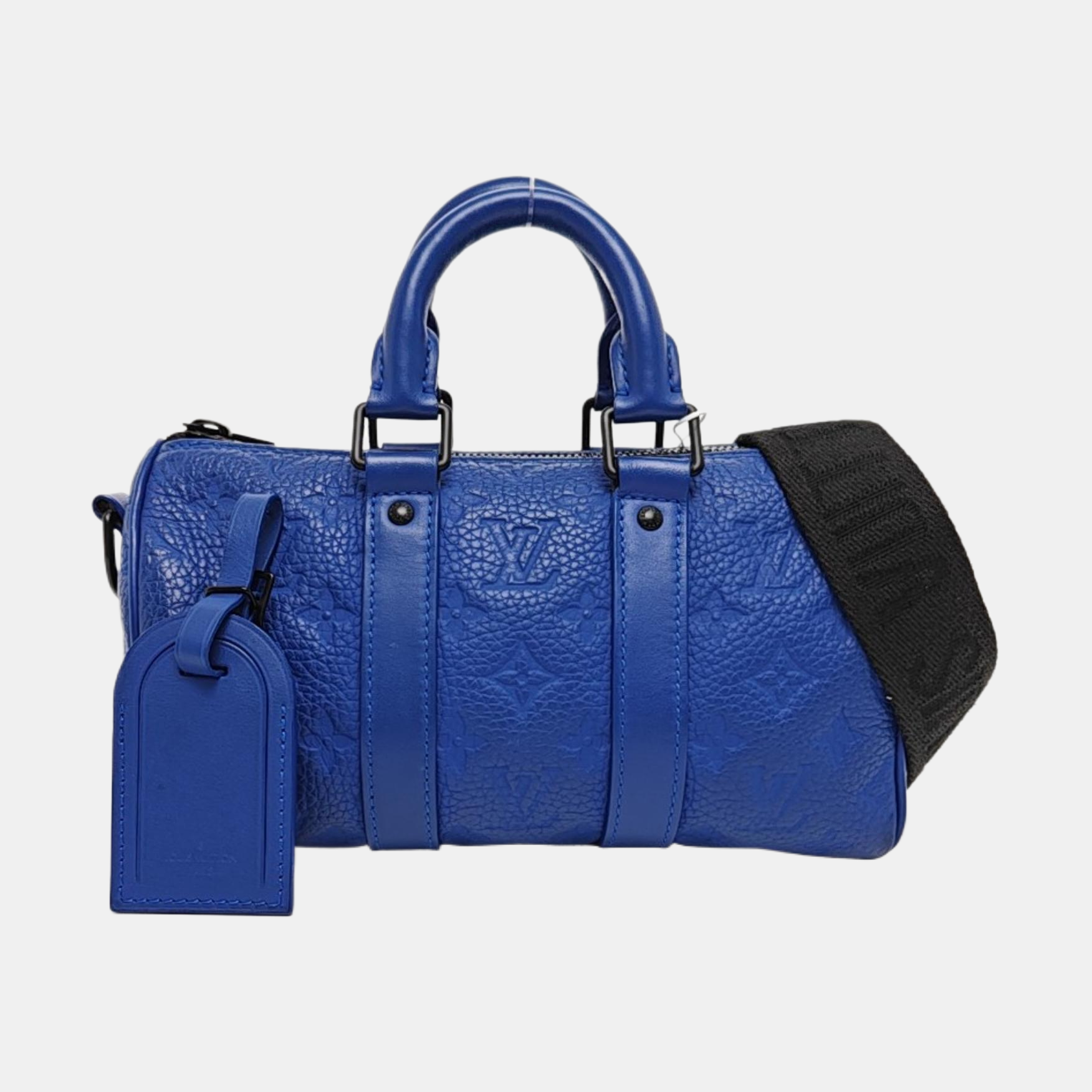 KEEPALL Monogram Calfskin Blue