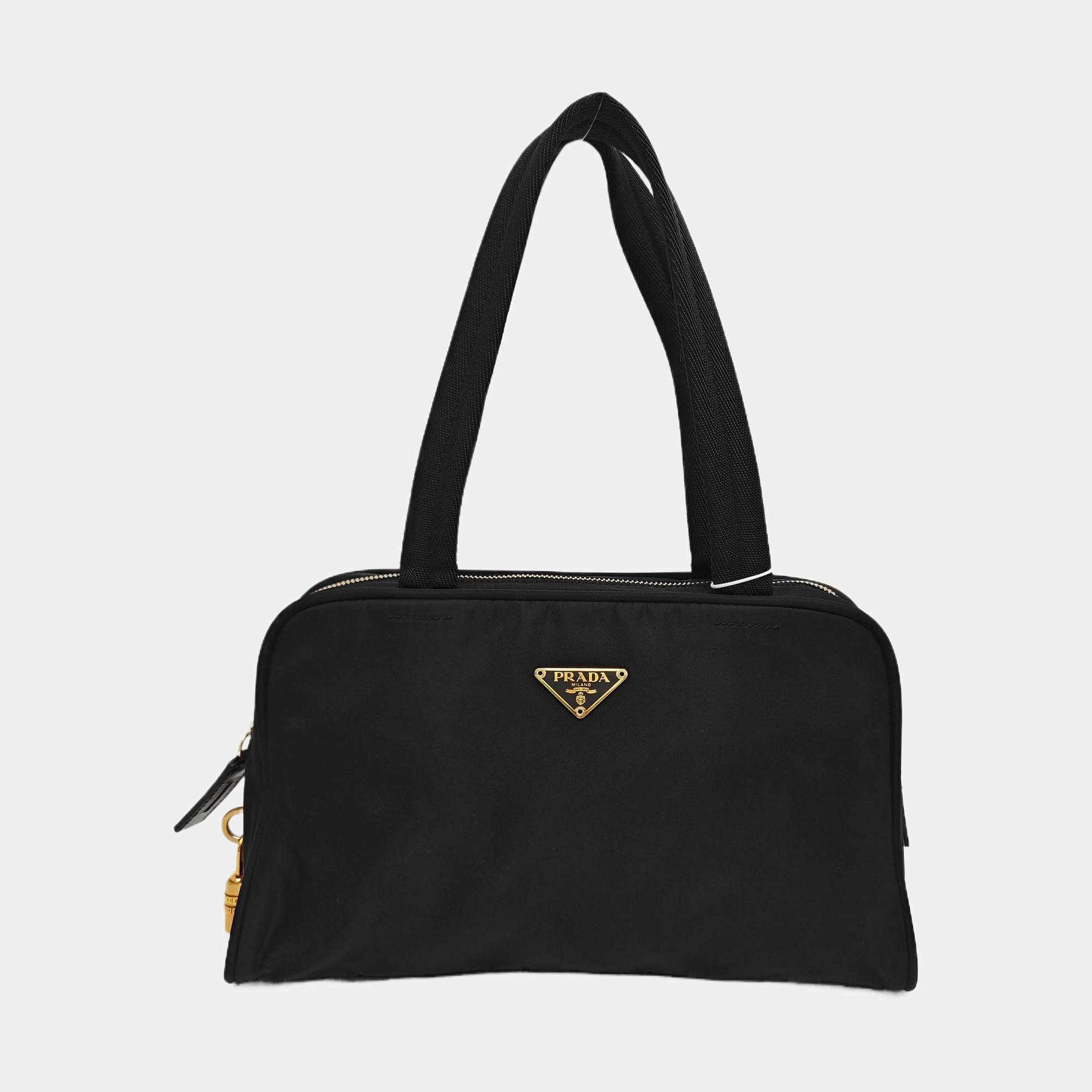 Nylon Top Handle Bag Black
