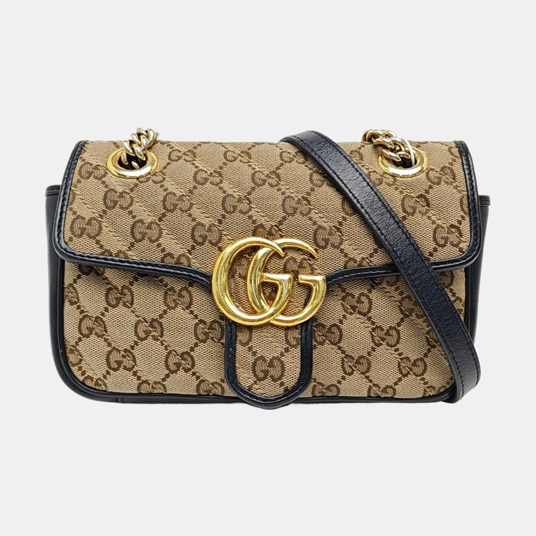 GG Marmont Small Quilted Canvas Brown