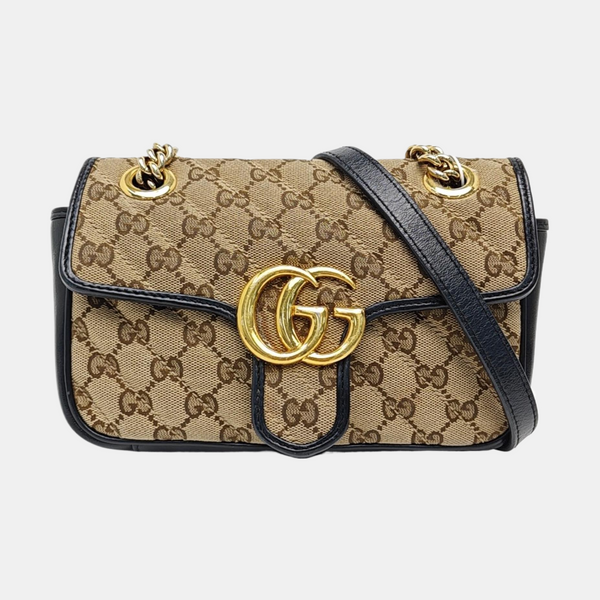 GG Marmont Small Quilted Canvas Brown