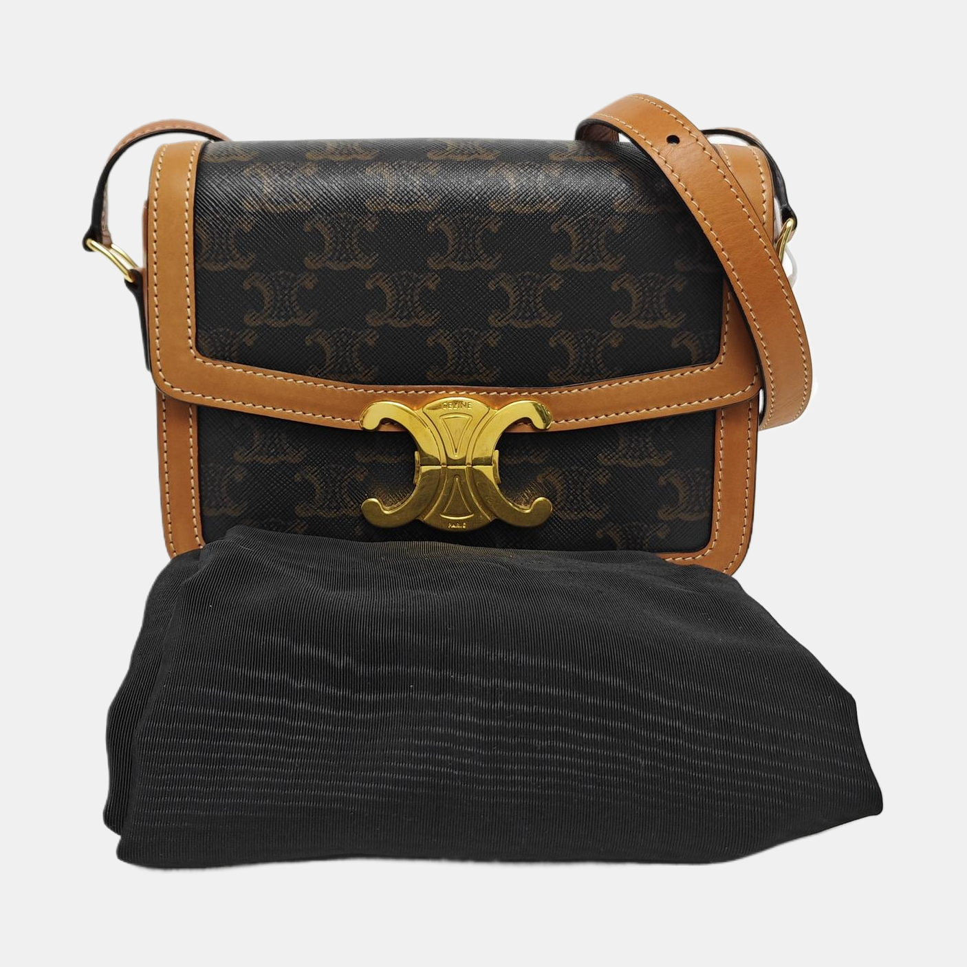 TRIOMPHE Small Coated Canvas Brown