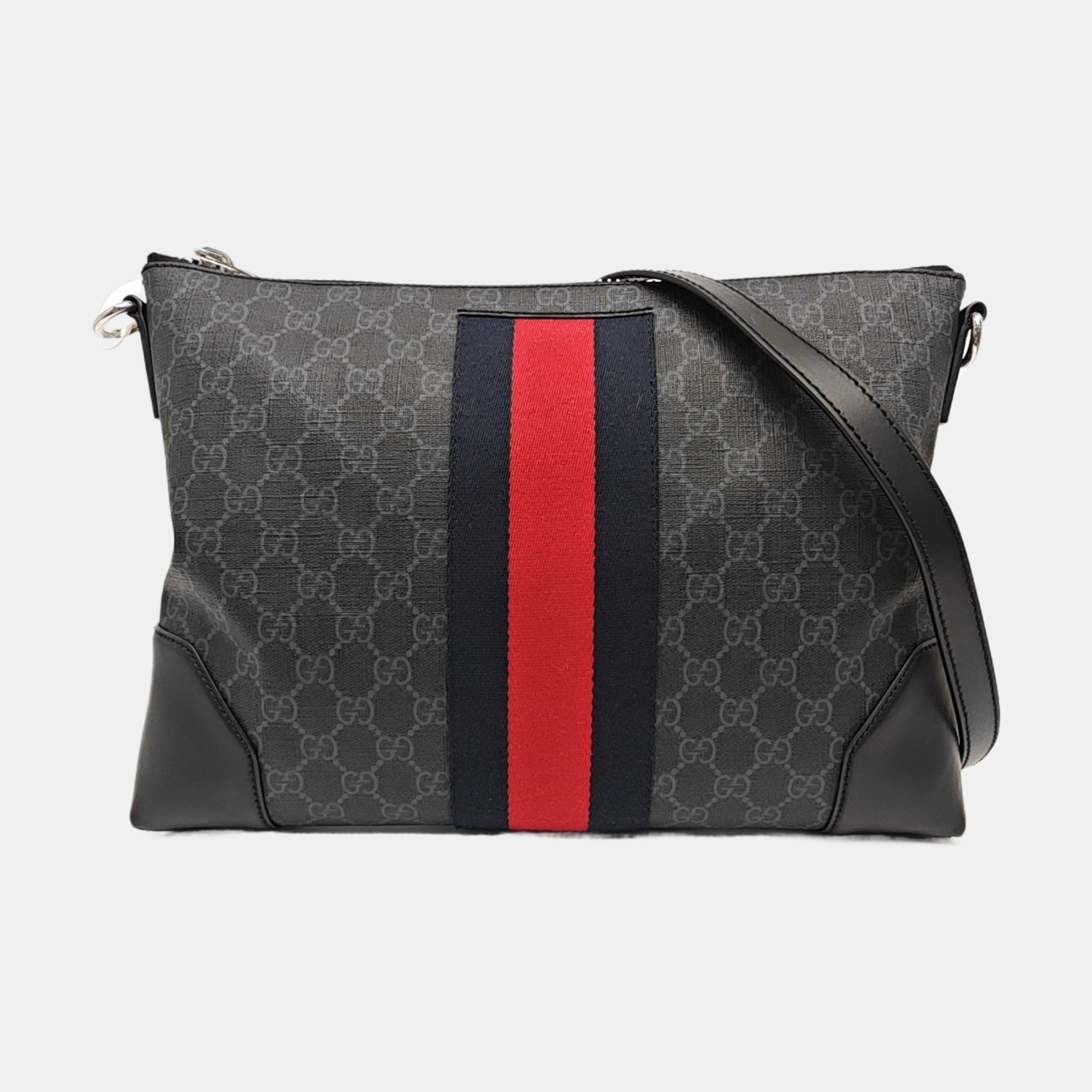 GG Supreme Monogram Coated Canvas Gray