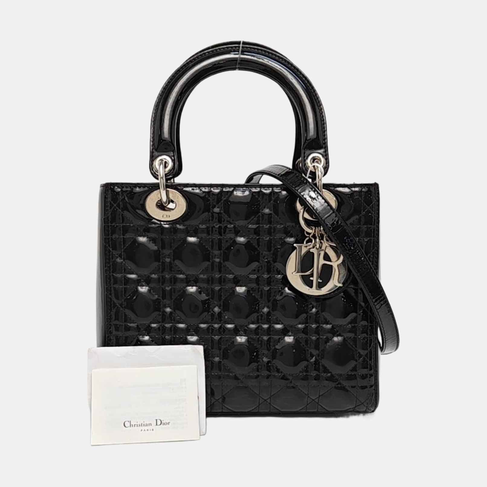 Lady Dior Medium Cannage Patent Leather Black