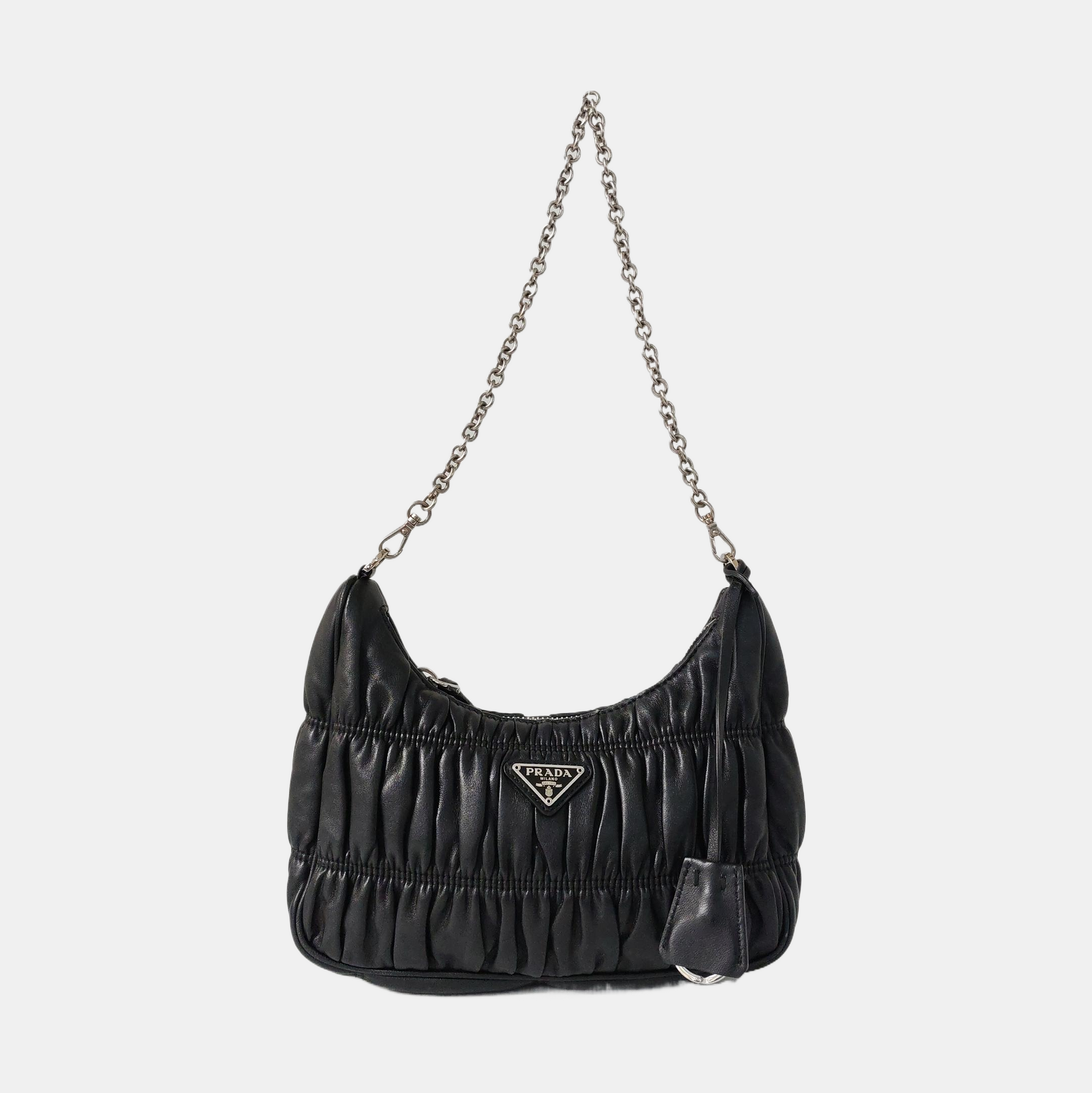 Authenticated pre-owned  Re-Edition2005 Quilted Lambskin Black - Top Handle Bag at Looply