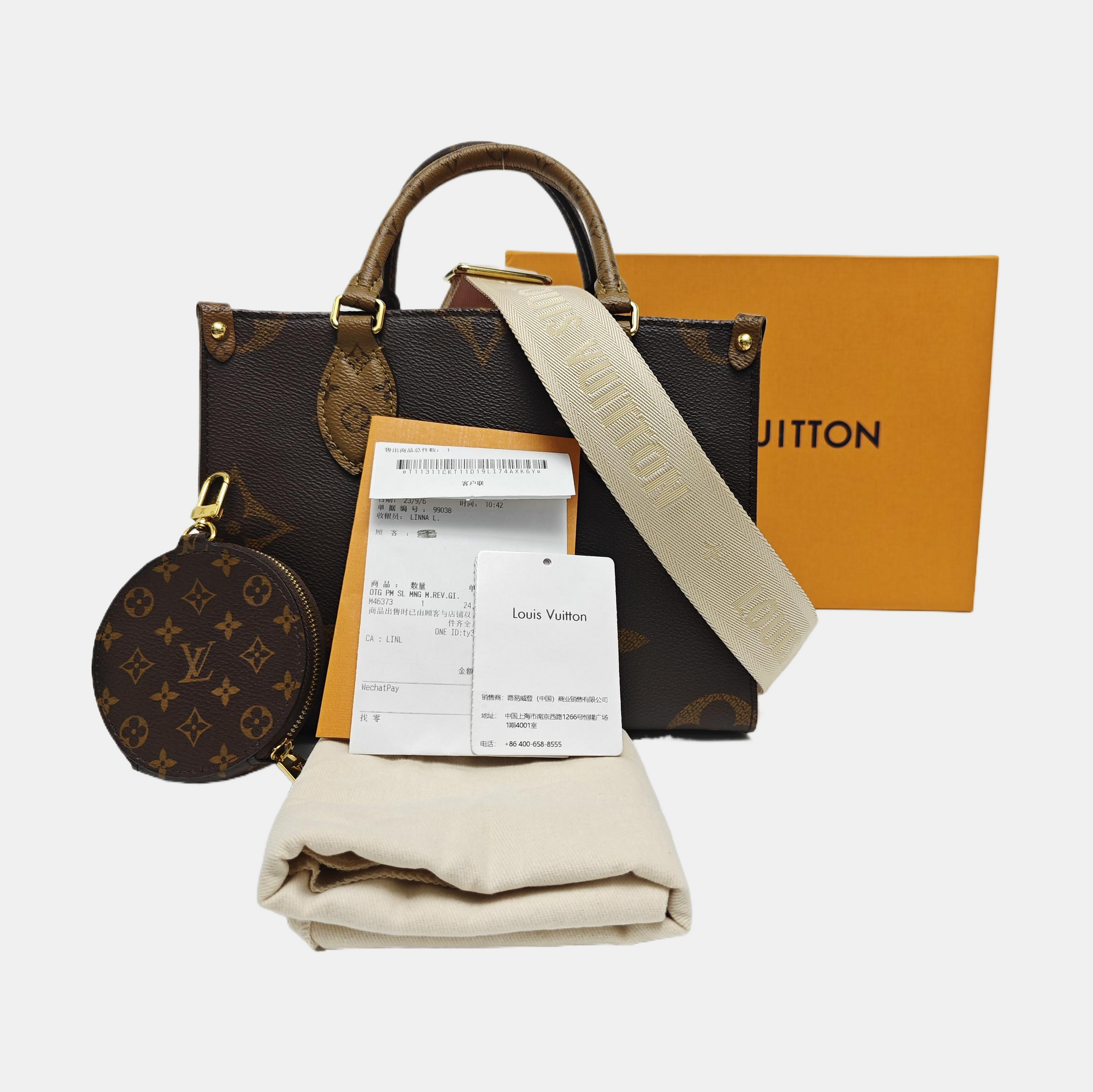ONTHEGO PM Monogram Coated Canvas Brown