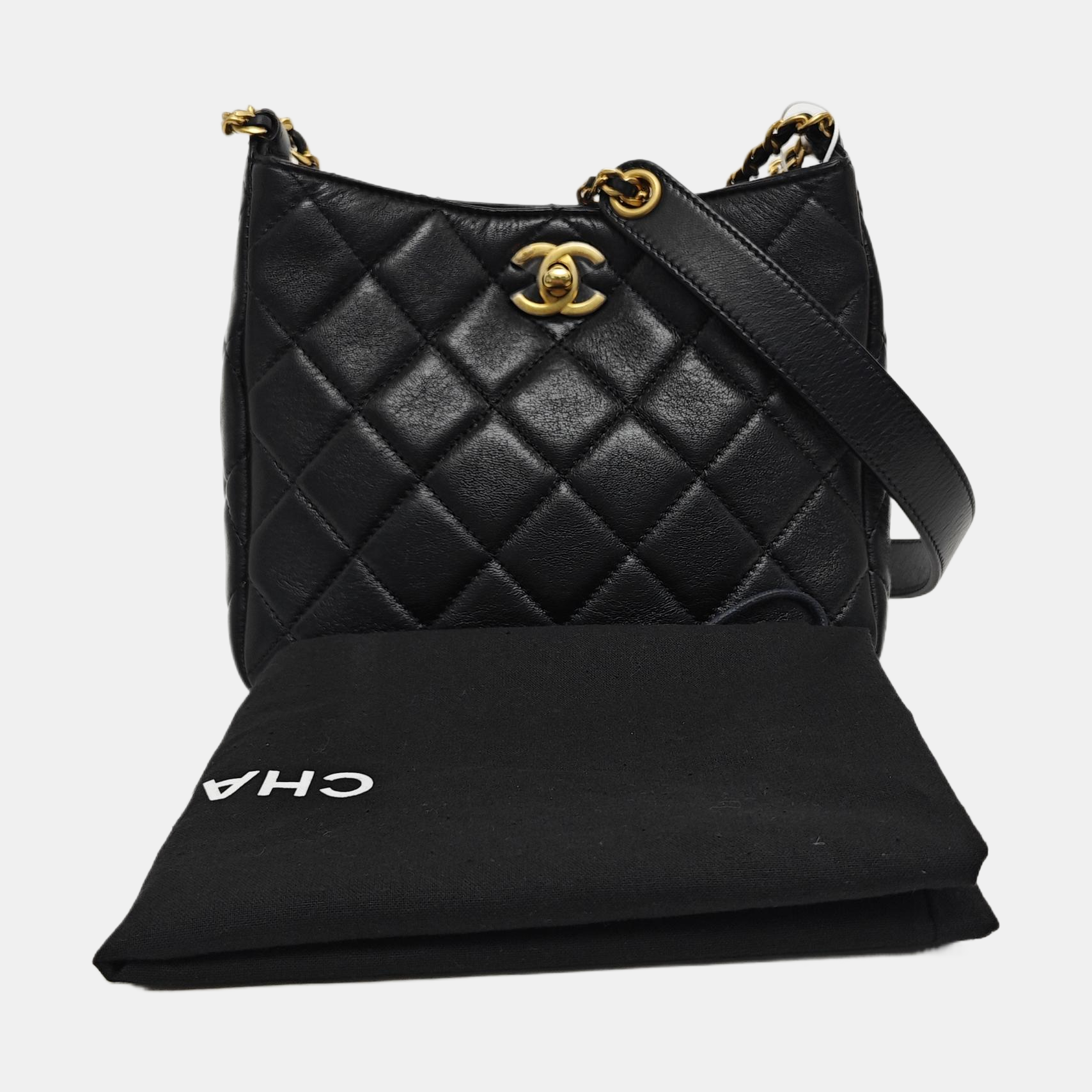 23A HOBO Quilted Lambskin Black