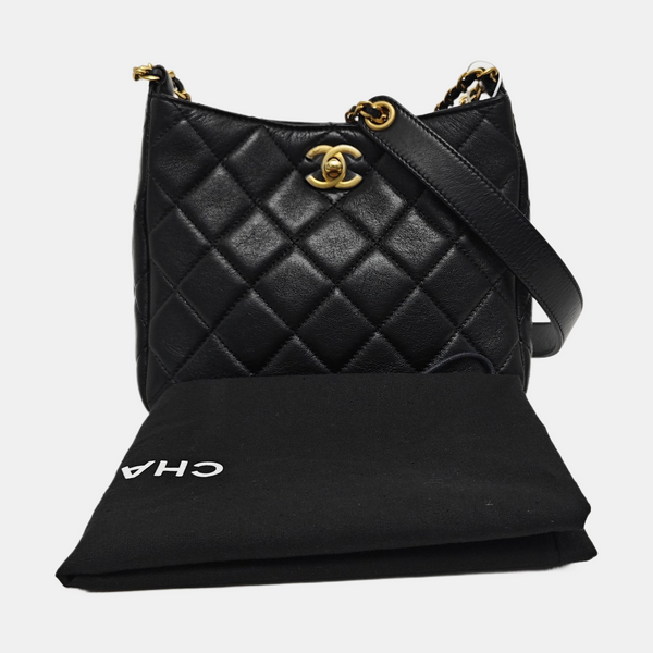 23A HOBO Quilted Lambskin Black