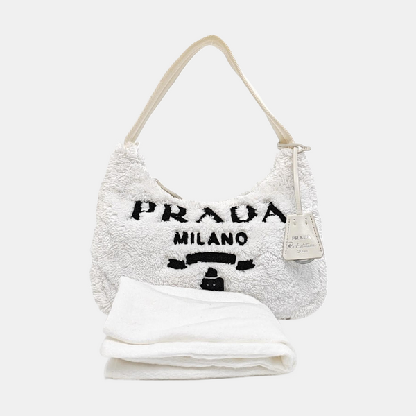 Authenticated pre-owned  Re-Edition2000 Mini Terry Cloth White - Top Handle Bag at Looply